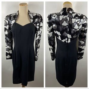 Vintage Morton Myles for the Warrens Size 6 Sequin Gala Party Dress Disco Retro